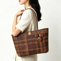Handwoven PE Rattan Tote Bag