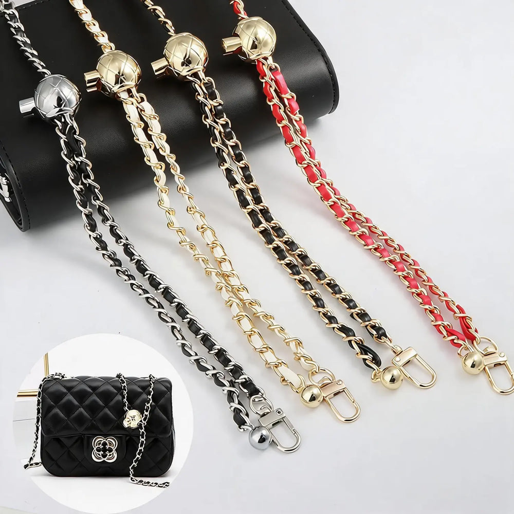 Adjustable Leather Woven Chain Bag Strap
