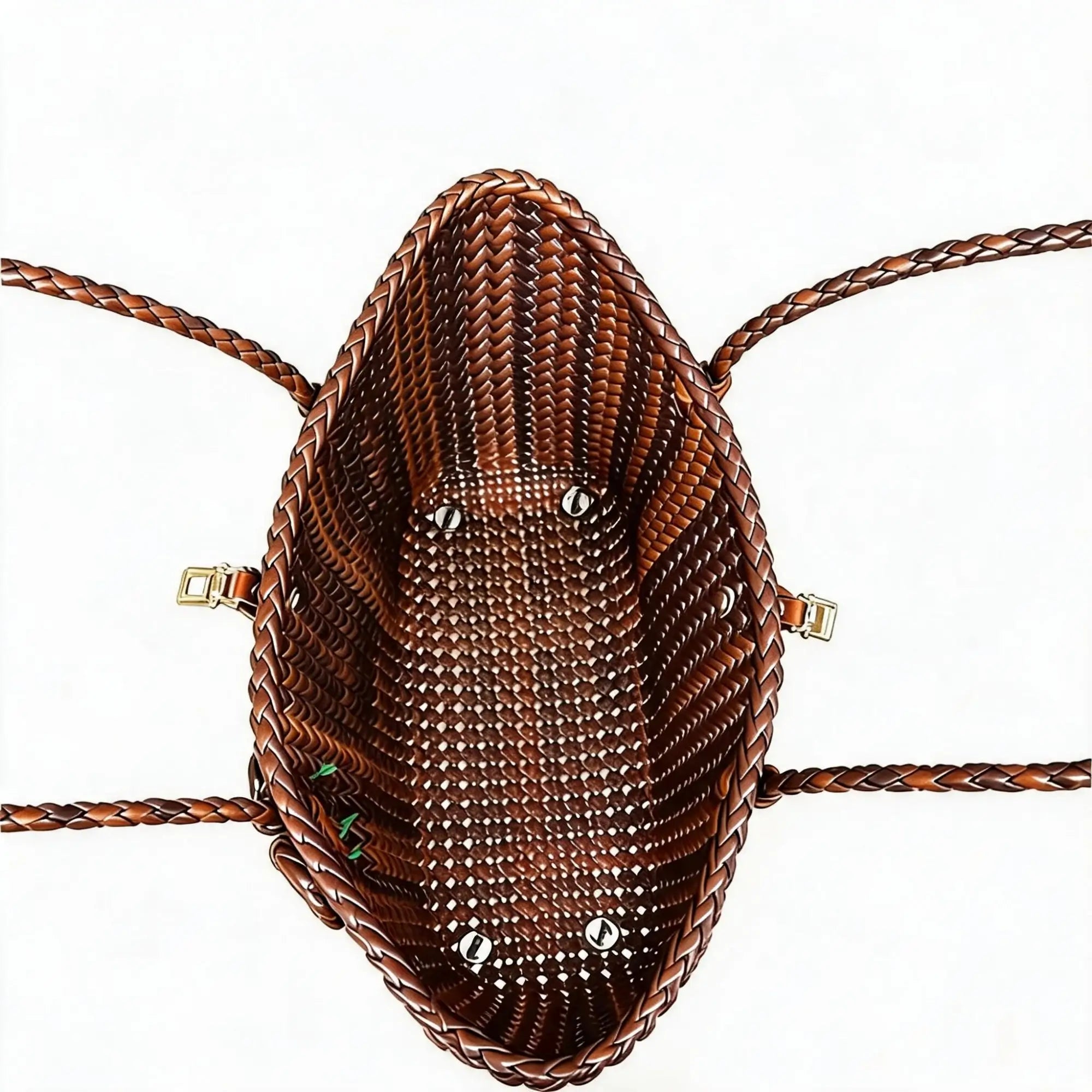 Interior view of the PE rattan tote bag