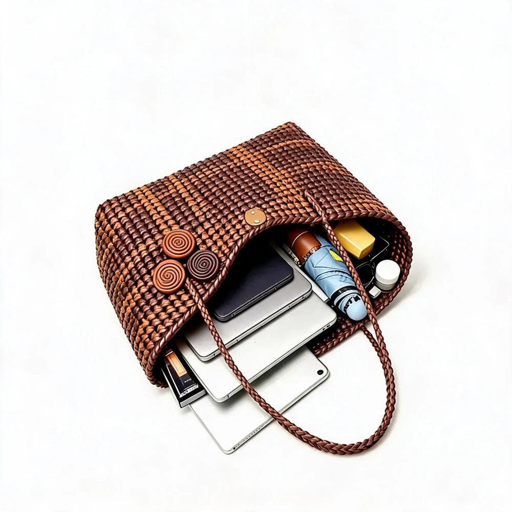 Large-Capacity PE Rattan Tote Bag