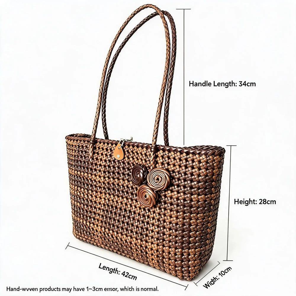 PE Rattan Tote Bag Size