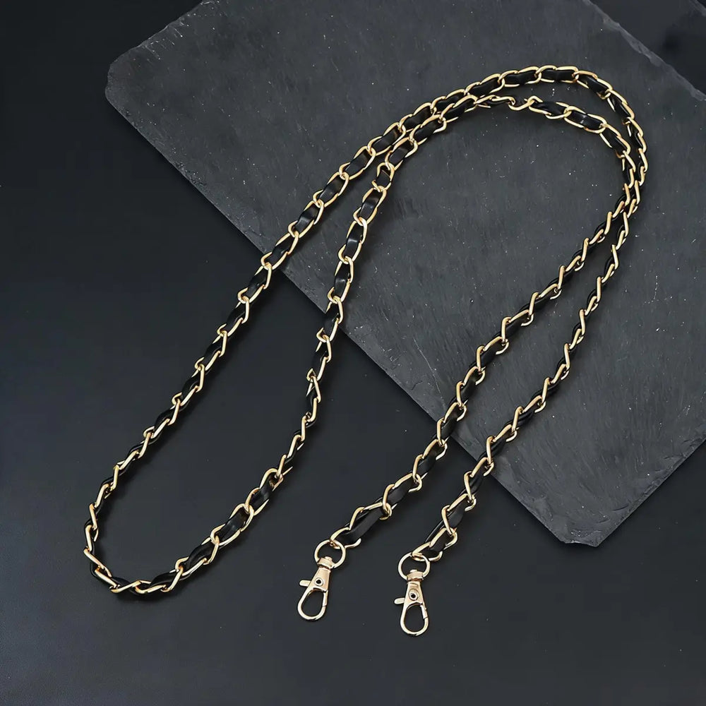 Alloy & Leather Woven Chain Strap 120cm