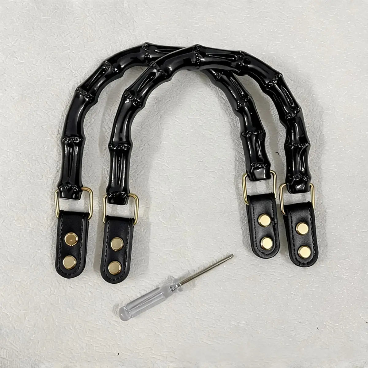 Black leather buckle + black DIY bag handle