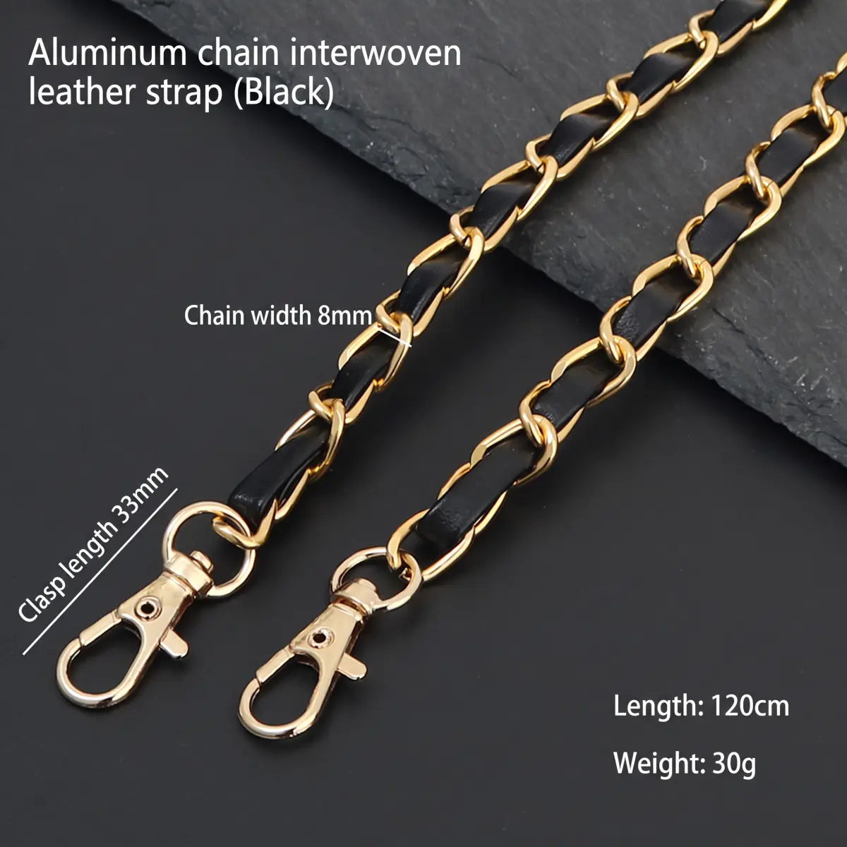 black leather chain bag strap