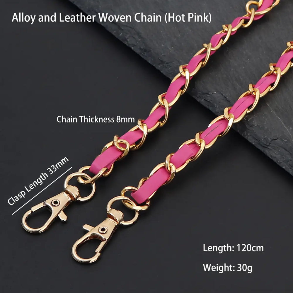 hot pink leather chain bag strap