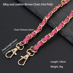 hot pink leather chain bag strap