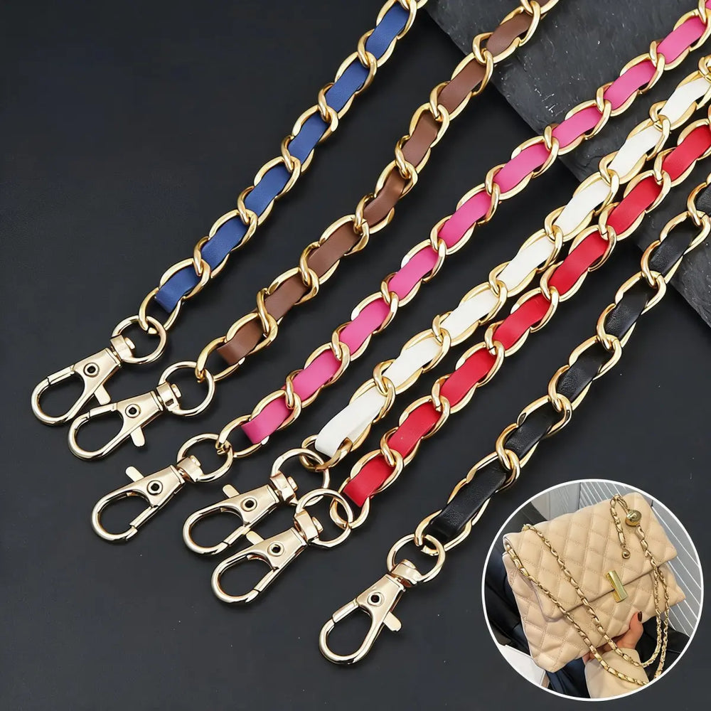 Leather & Alloy Chain Shoulder Strap for Bags