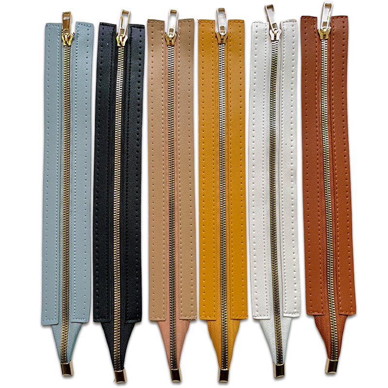 Leather zipper available in 5 colors.