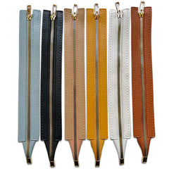 Leather zipper available in 5 colors.