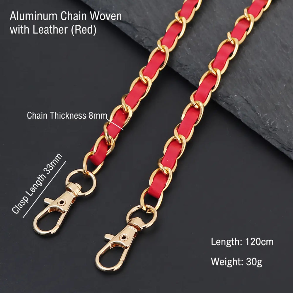 red leather chain bag strap