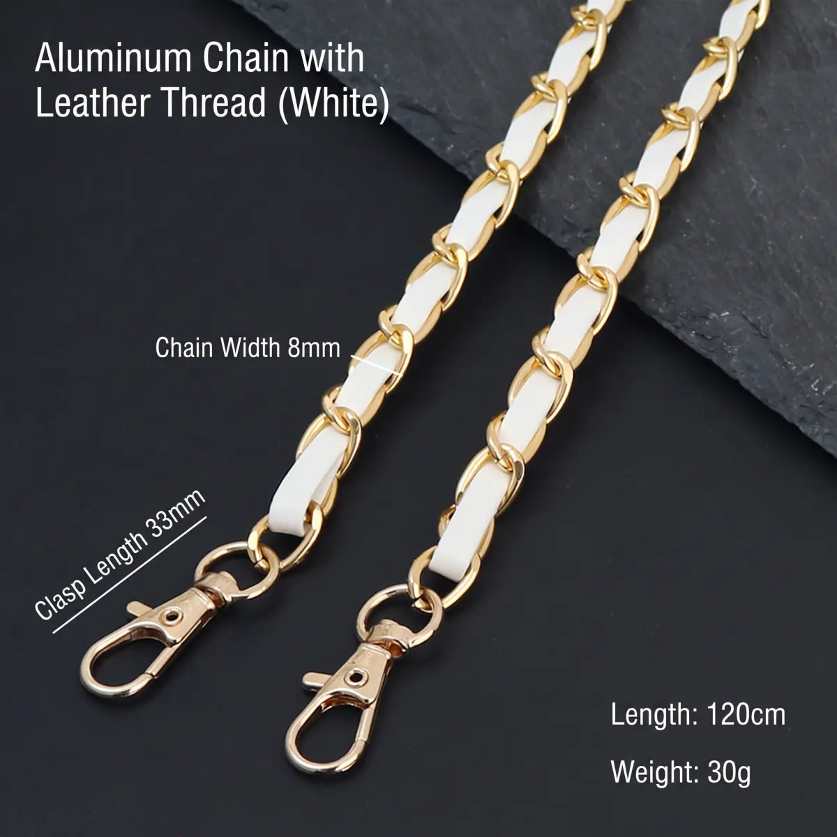 white leather chain bag strap