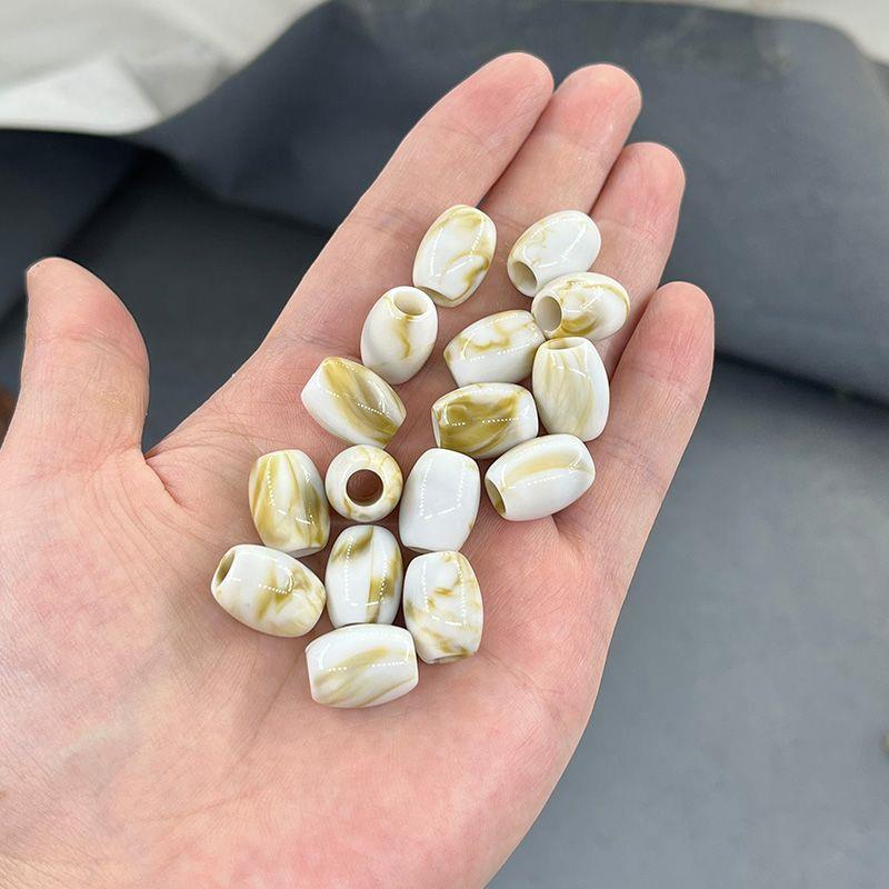 Yellow Porcelain White Acrylic Beads